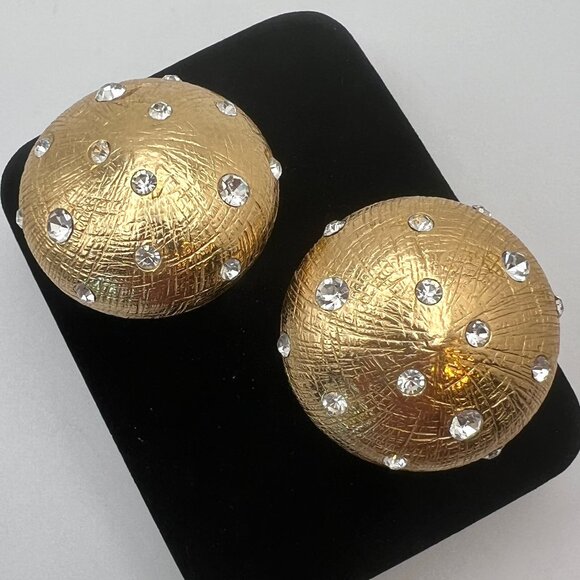 Christian Dior Swarovski Polka Dot Dome CLIP Earrings - Picture 2 of 6